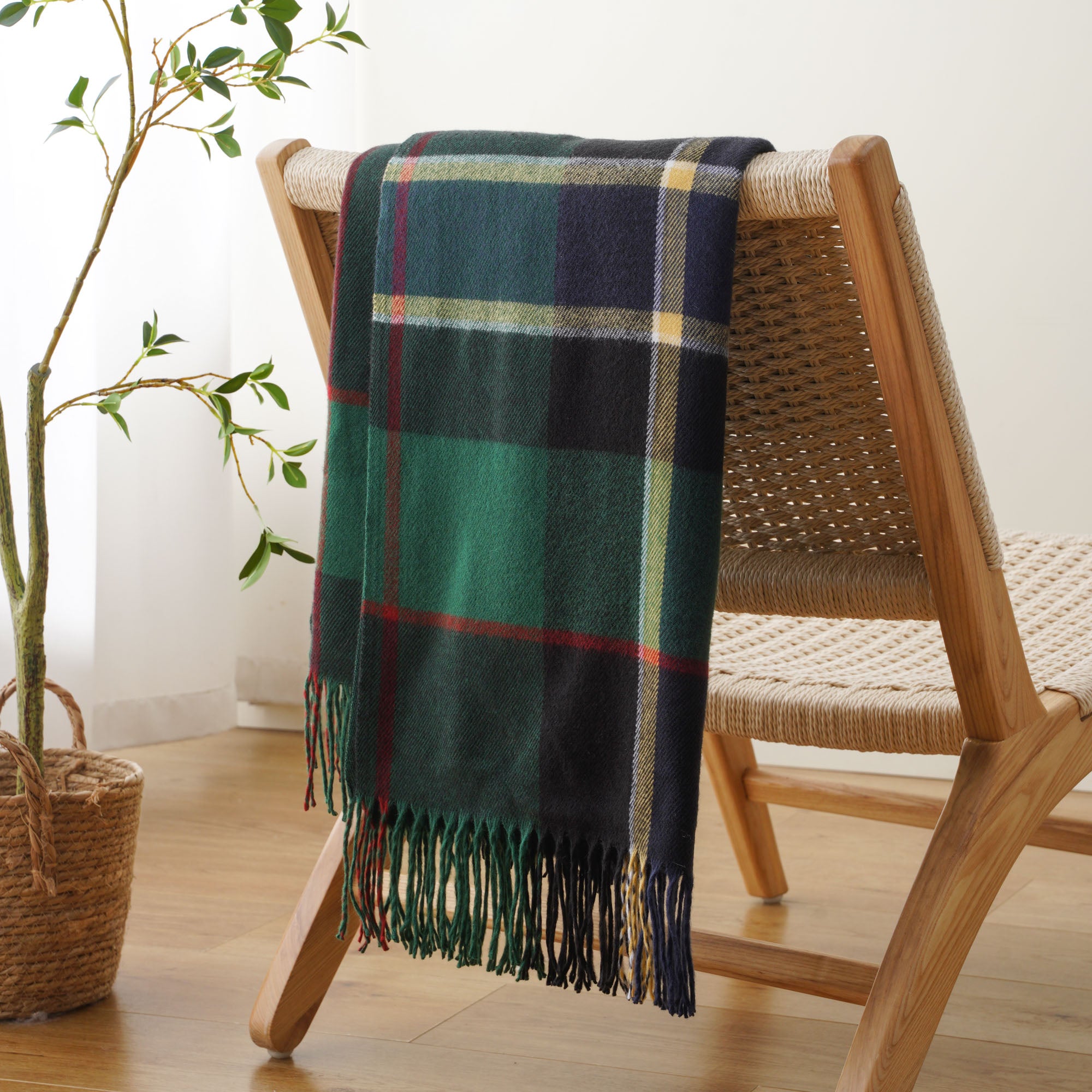Forest-Green Plaid Throw